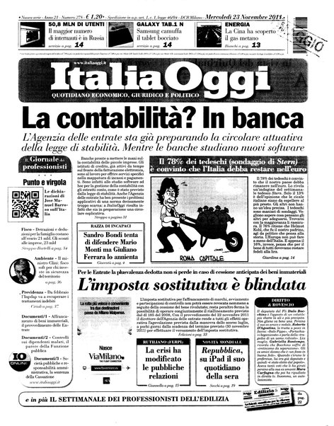 Italia oggi : quotidiano di economia finanza e politica